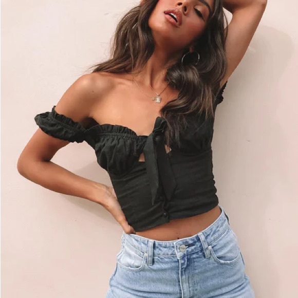 Light Blue Tie-Front Crop Top - Picture 10 of 12